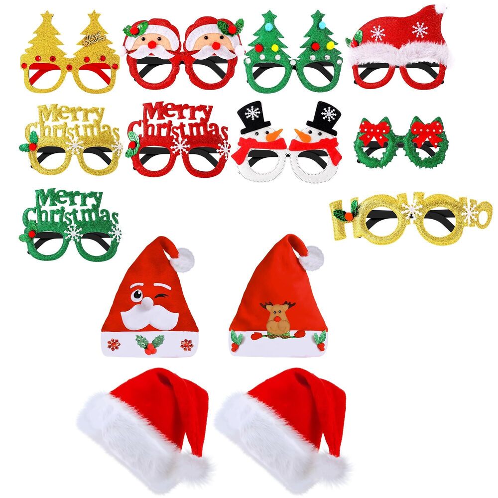 4285 Santa Hat Kids and Adults | Glitter Christmas Glasses for Kids - 10